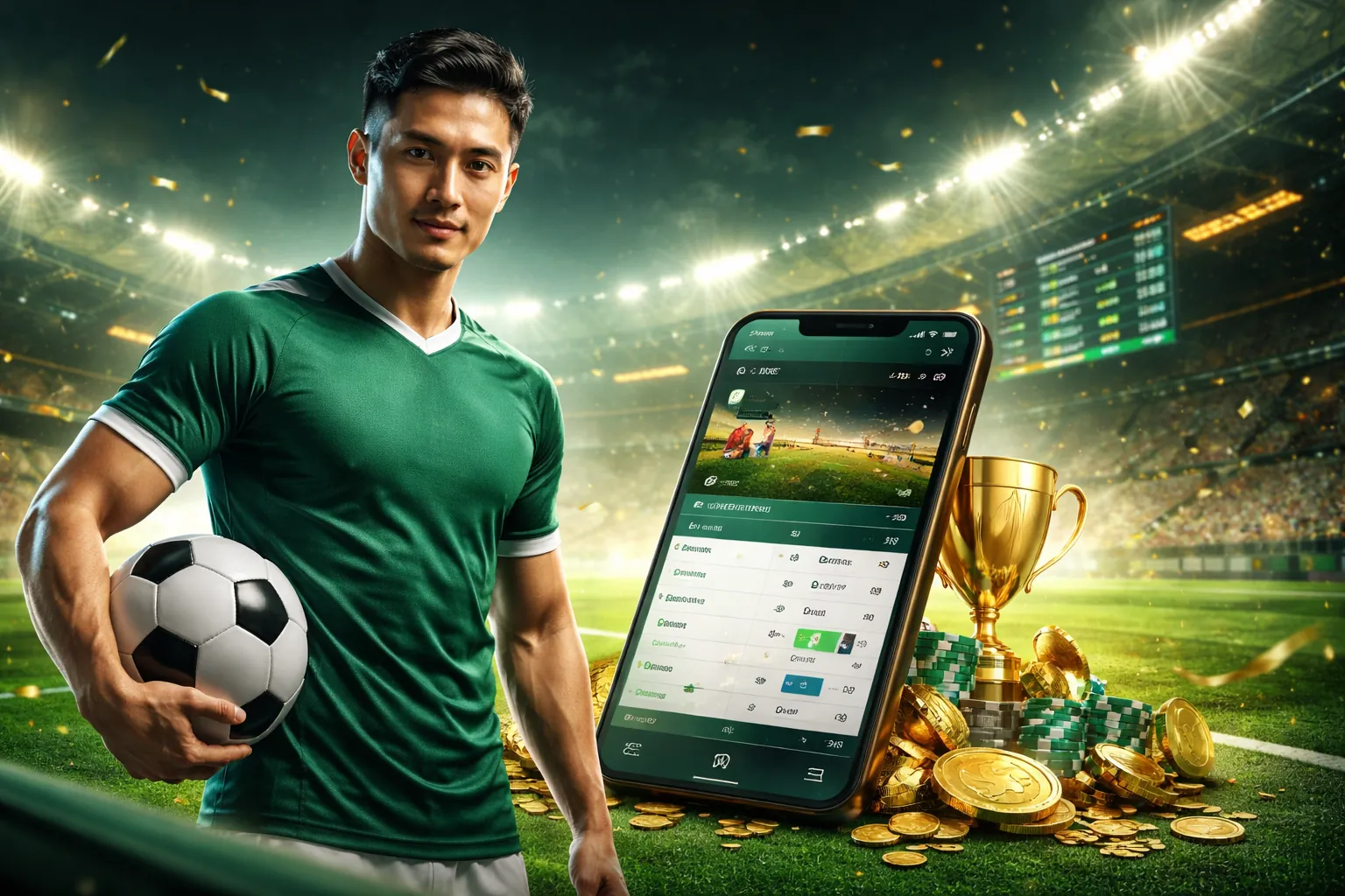 Sân vận động với trận đấu bóng đá sôi động tại 555winto